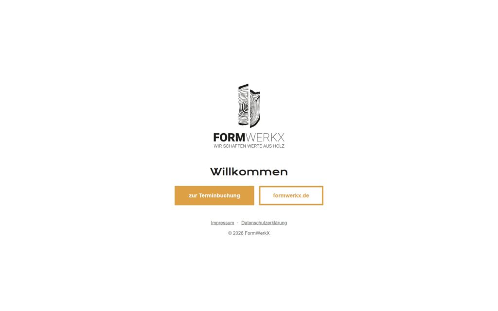 QR-Weiche von FormWerkX mit Knopf zur Terminbuchung